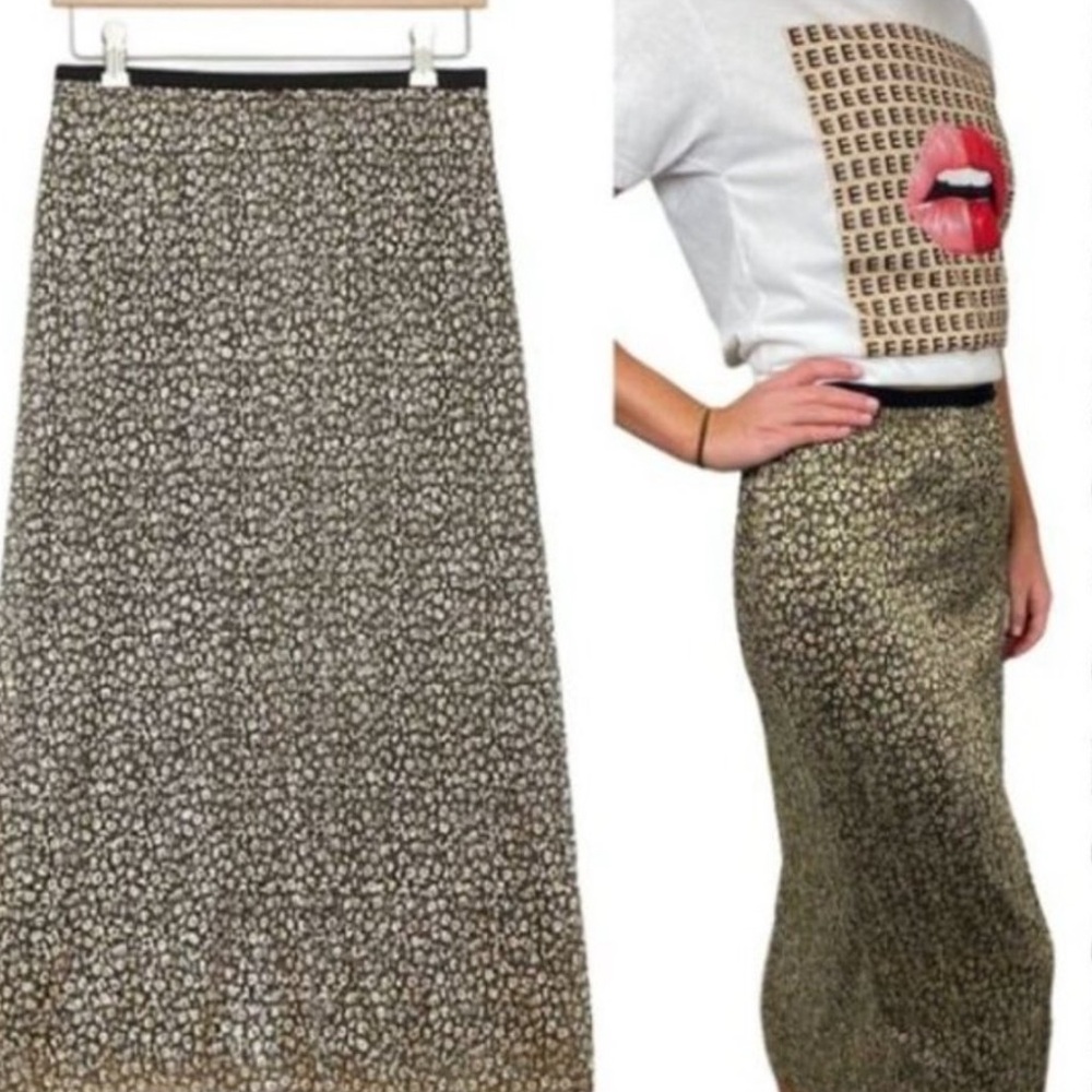 Maeve gold leopard design pencil skirt